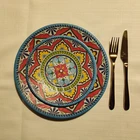 צלחות מלמין דגם מרוקו כחול