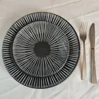 צלחות מלמין שחור לבן יפני