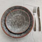 צלחות מלמין אפור אבן